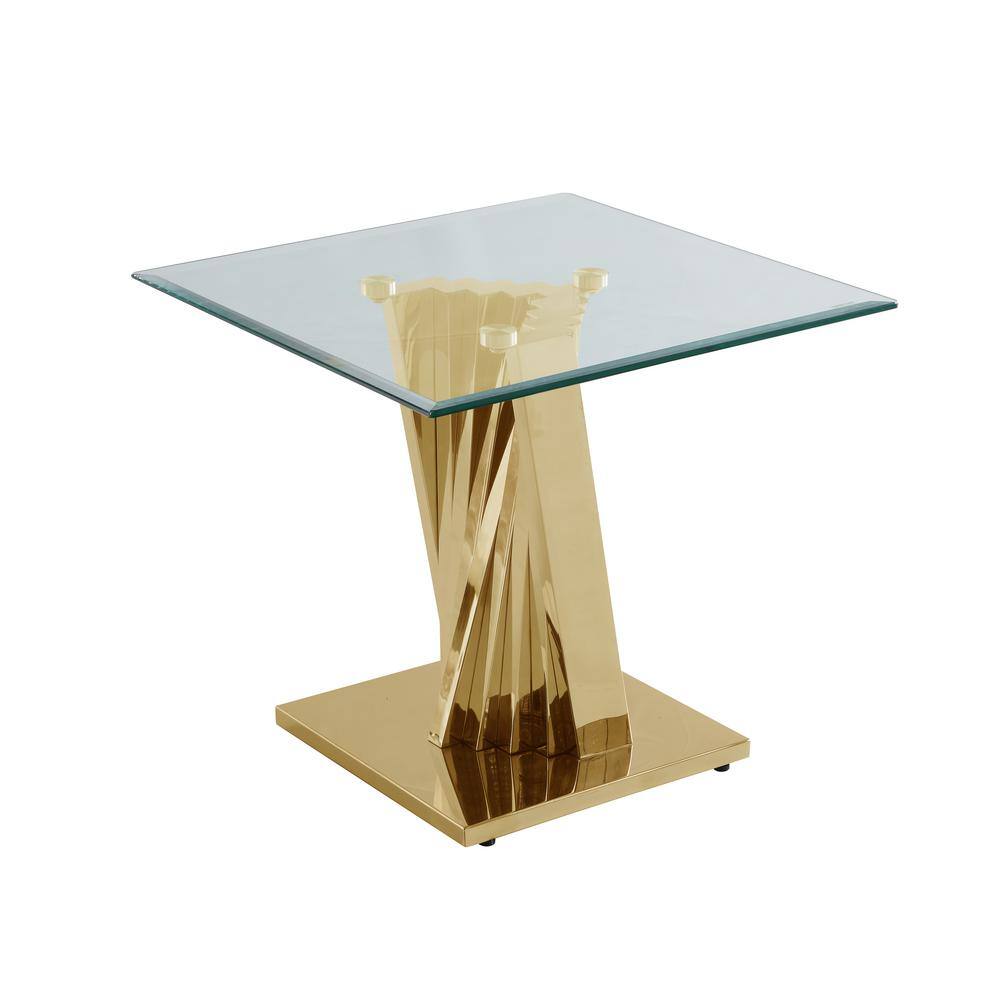 Elegant Gold Spiral 4-Piece Glass Top Table Set for Living Room