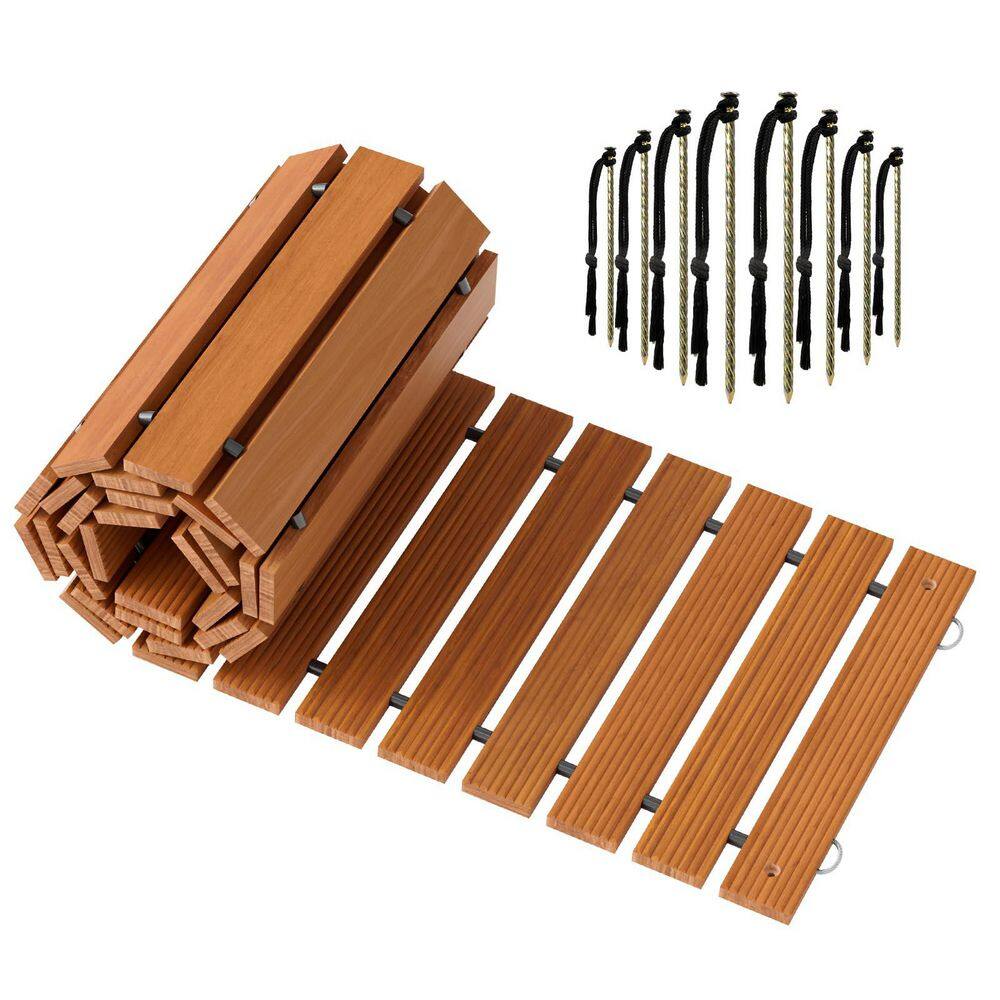 Wooden Garden Pathway 8. 5FT Walkway Non-Slip Outdoor Patio Walkway with Stakes, Natural Color price history on PriceWatchPro