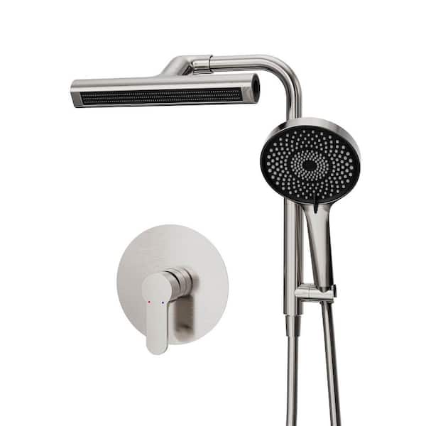 Single Handle 6-Spray Shower Faucet 1.8 GPM with Flexible HandShower Head in. Brushed Nickel(Valve Include)