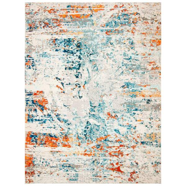 SAFAVIEH Madison Cream/Orange 9 ft. x 12 ft. Geometric Area Rug MAD478B