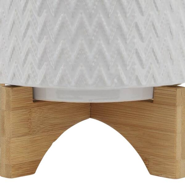Unbranded - Chevron 8 in. L x 8 in. W x 10 in. H White Indoor/Outdoor Ceramic Planter Individual Pots