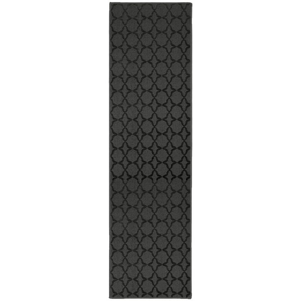 Garland Rug Sparta Cinder Gray 2 ft. x 8 ft. Trellis Polypropylene Runner Rug