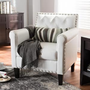 Thalassa White Faux Leather Upholstered Arm Chair