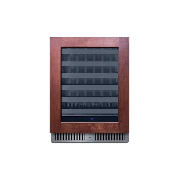 Shallow Depth 24 in. W 33-Bottle Wine Cooler with Glass Door in Custom