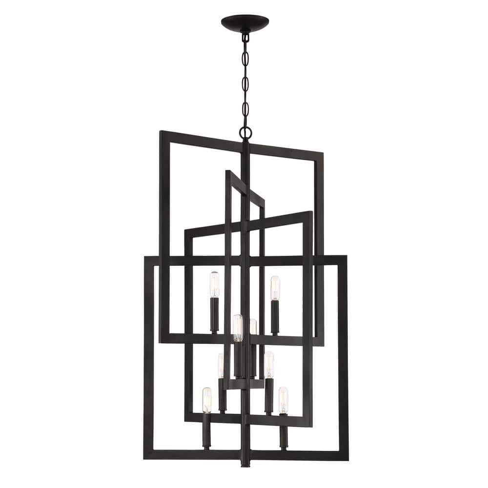 Espresso Geometric 8-Light Steel Chandelier