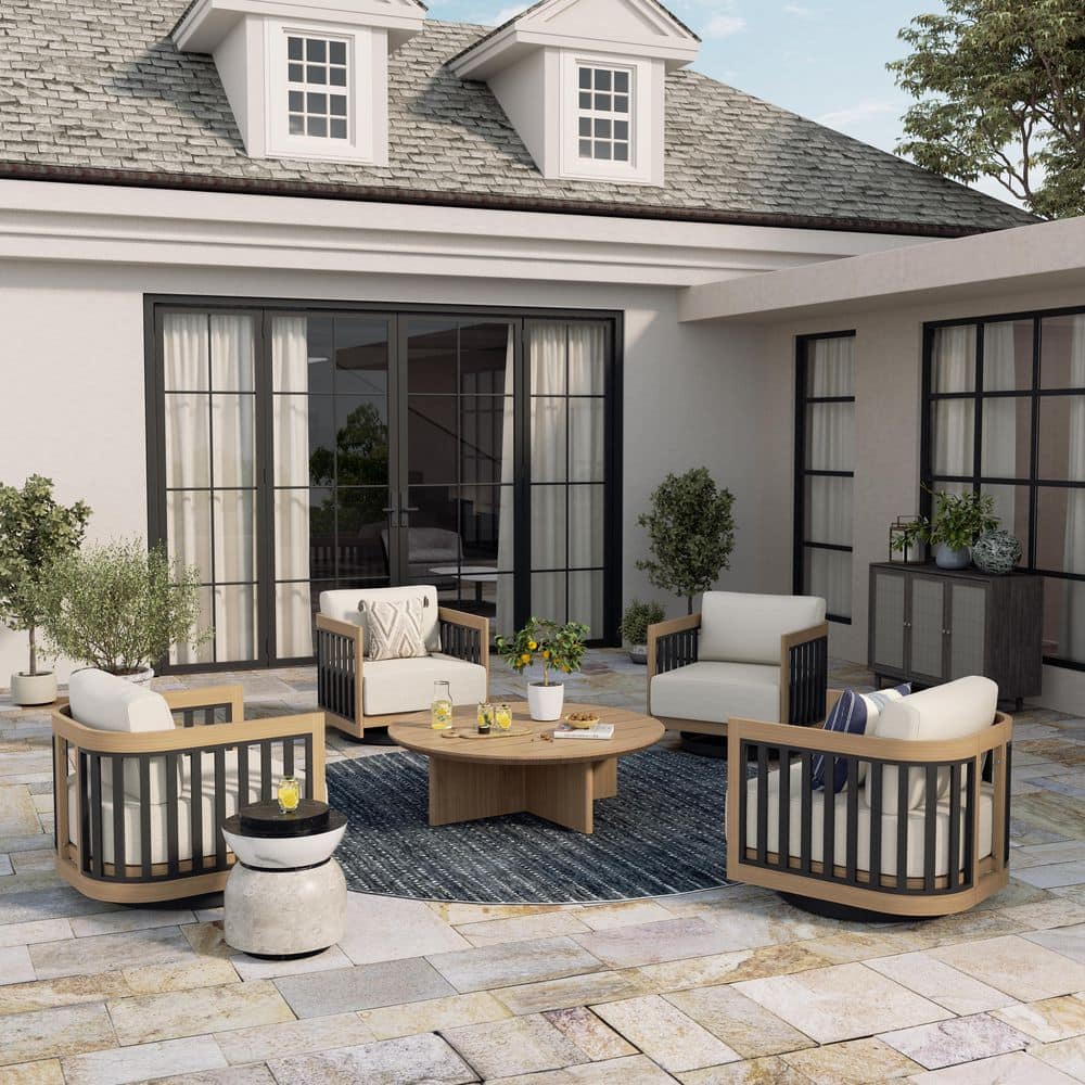 Sereno 5-Piece Swivel Aluminum Outdoor Conversation Set with White Cushion price history on PriceWatchPro