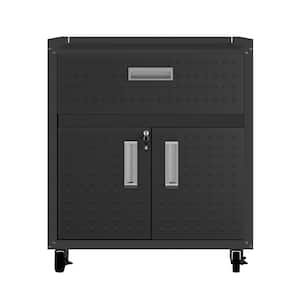 Fortress 30.3 in. W x 31.5 in. H x 18.2 in. D 2-Shelf Textured Metal Freestanding Cabinet in Charcoal Grey