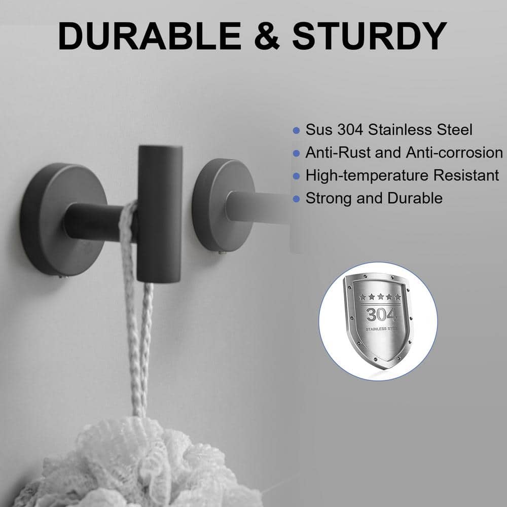 Matte Black Stainless Steel 4-Piece Bathroom Hardware Set