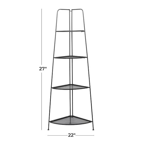 Black Indoor Outdoor Tall Folding 4 Shelves Bakers Rack