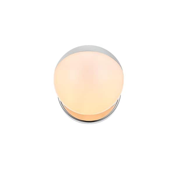 Unbranded Simply Living 5 in. 1-Light Modern Chrome Vanity Light with Frosted White Round Shade