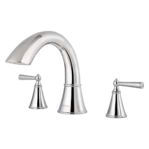 Saxton 2-Handle High-Arc Deck Mount Roman Tub Faucet Trim Kit in Polished Chrome (Valve Not Included)