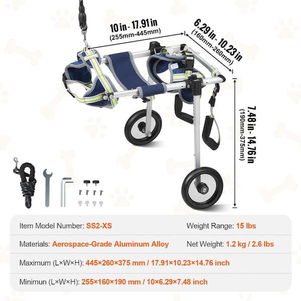 SKYSHALO 2 Wheels Dog Wheelchair for Back Legs, Pet Wheelchair