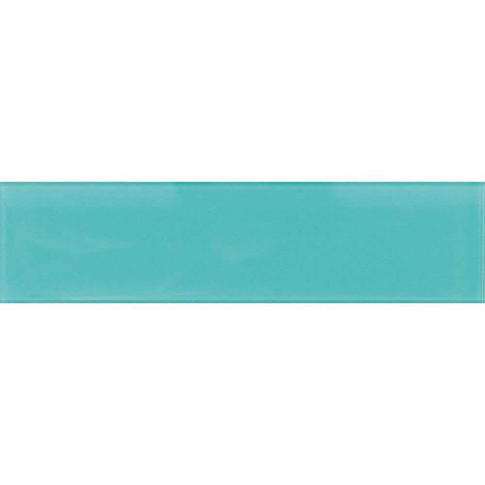 Aqua Blue 4 in. x 5 in. Polished Glass Mosaic Tile Sample (0.13 sq. ft./Piece) price history on PriceWatchPro