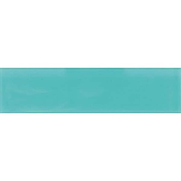 Apollo Tile Aqua Blue 4 in. x 5 in. Polished Glass Mosaic Tile Sample (0.13 sq. ft./Piece)