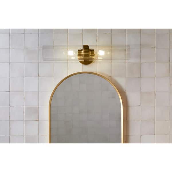 Purist 2 Light Polished Nickel Indoor Bathroom Vanity Light Fixture, UL Listed