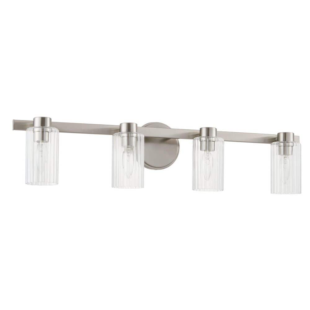 Bedminster 30-in. 4-light Brushed Nickel Vanity Light with Clear Ribbed Glass Shades price history on PriceWatchPro