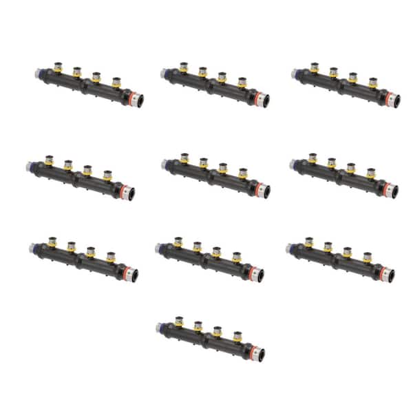 Pure Flow 1 in. x 3/4 in. x 1/2 in. Press Polysulfone Manifold-4 Outlets (10-Pack)