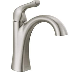 Easy to Install Single Handle Single Hole Bathroom Faucet with Drain Assembly Included in Spotshield Brushed Nickel