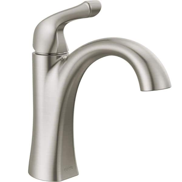 Lukvuzo Easy to Install Single Handle Single Hole Bathroom Faucet with Drain Assembly Included in Spotshield Brushed Nickel
