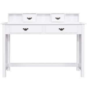 Mission 48 in. White MDF Home Writing Desk Office Computer Desk with 4-Drawers