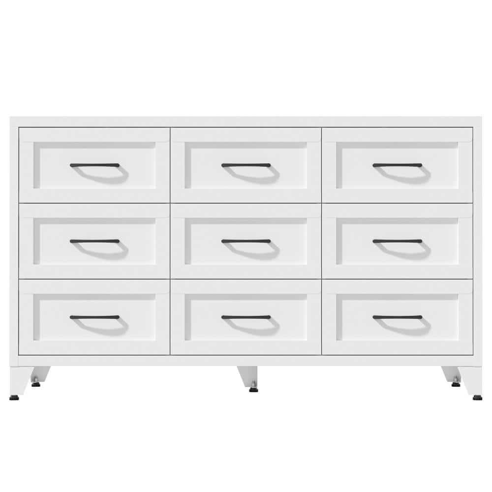 White Steel 9 Drawer Dresser Metal Profile Chest of Drawers Bedroom Dresser with Storage Drawers Steel Furniture price history on PriceWatchPro