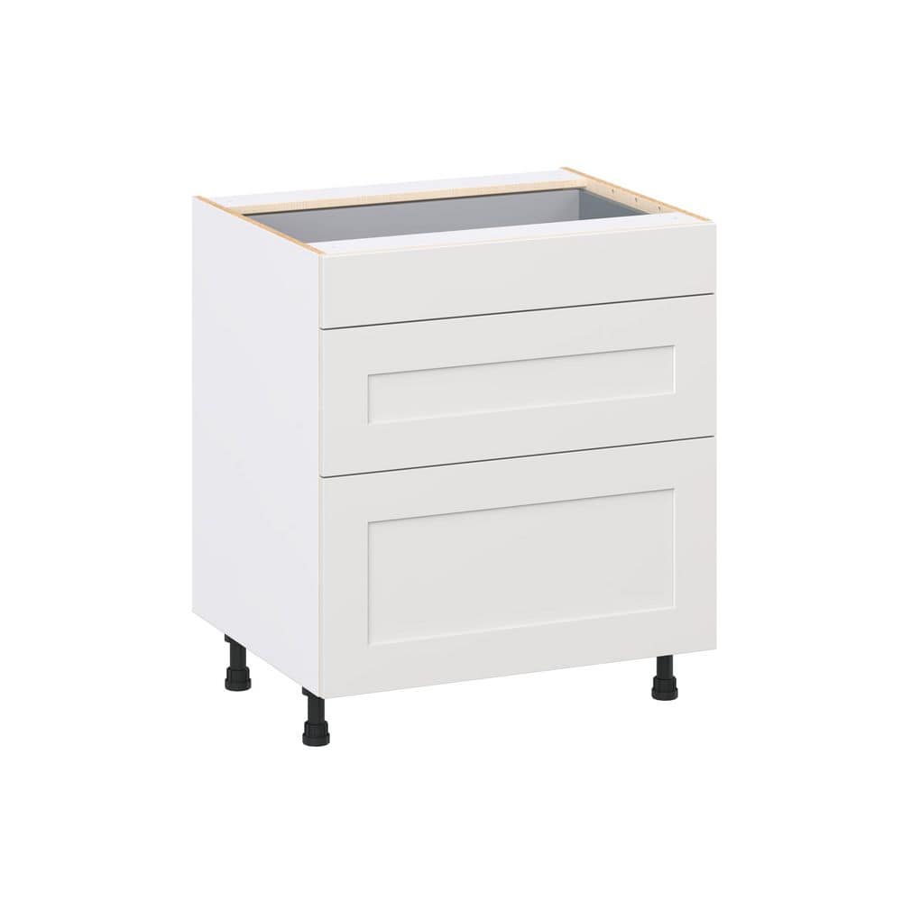 Roseland 30 in. W x 24 in. D x 34.5 in. H Assembled Shaker Drawer Base Kitchen Cabinet in Warm White with 3 Drawers price history on PriceWatchPro