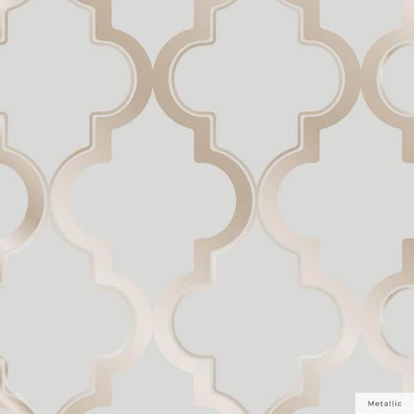 Tempaper Metallic Bronze Gray Marrakesh Vinyl Peel and Stick Wallpaper Roll (Covers 56 Sq. ft.)