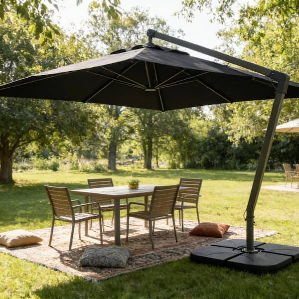 cheap patio table and chairs with umbrella Side Table Teak Umbrella Table Bistro 4-Person Patio Dining Sets At
