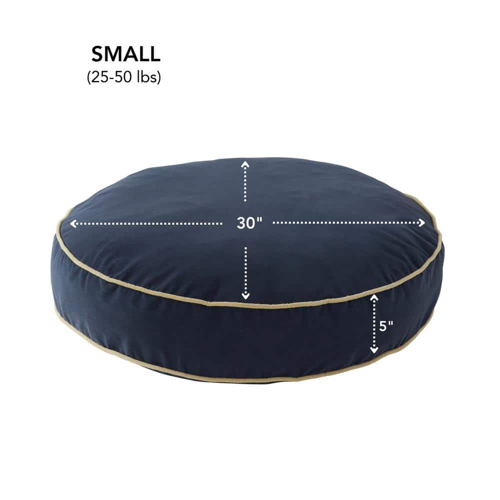 Small Denim Reversible Round Pillow Dog Bed