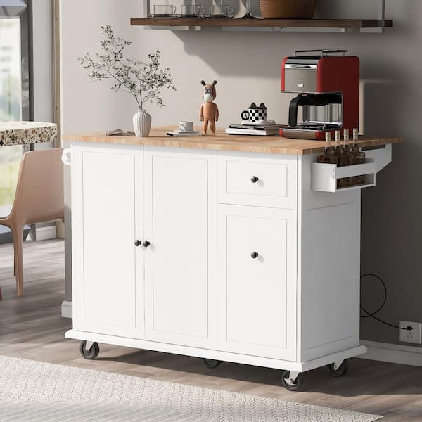 Unbranded 53.9" Outdoor Grill Cart with Drop Leaf on Wheels with Internal Storage Rack, 3 Tier Pull Out Cabinet Organizer