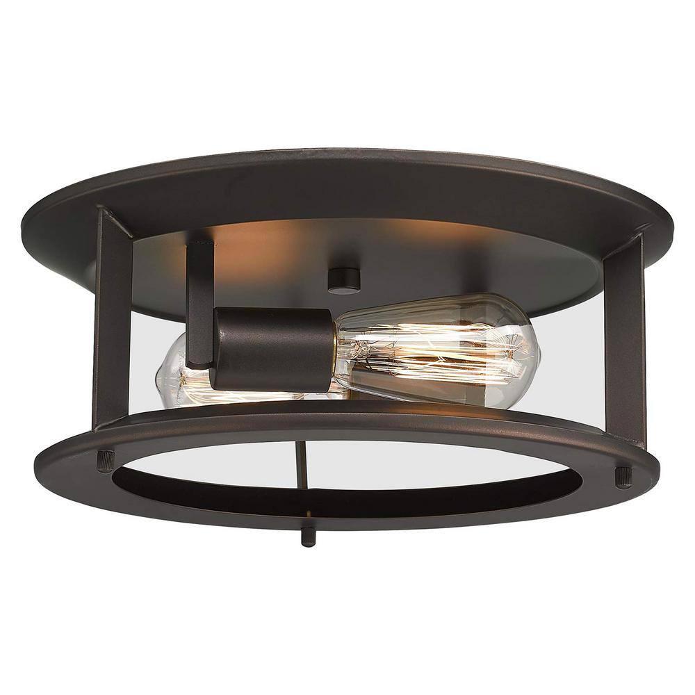 12.6 in. 2-Light Oil Rubbed Bronze Flush Mount with Metal Shade and No Bulbs Included price history on PriceWatchPro