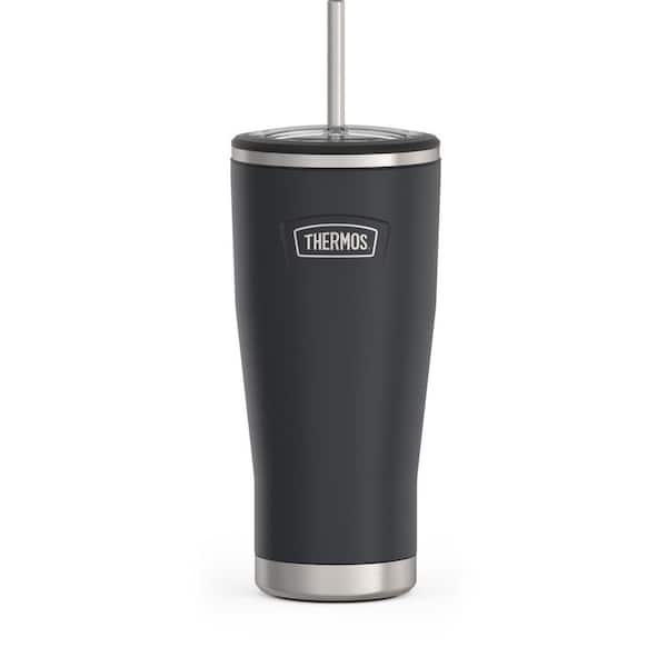 Thermos 24 oz. Granite Black Stainless Steel Cold Cup with Straw