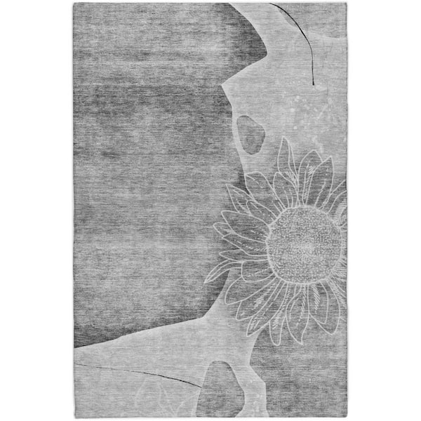Dream Shag Premium Machine Washable Abstract ADS700 Gray 5 ft. x 7 ft. 6 in. Area Rug