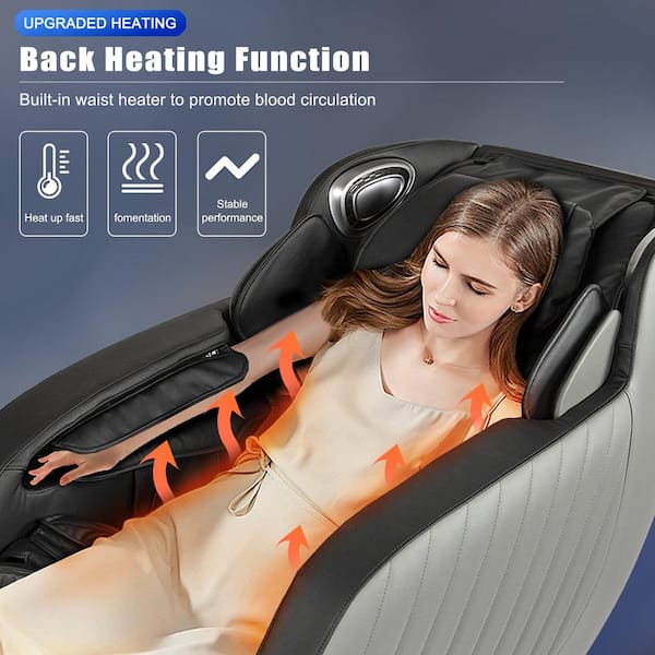 Jania Black Faux Leather Massage Chair With Bluetooth, Anti Gravity, Heat, Voice Control