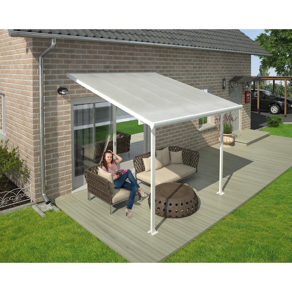 White Aluminum and Polycarbonate Patio Cover Awning, 120" x 204"