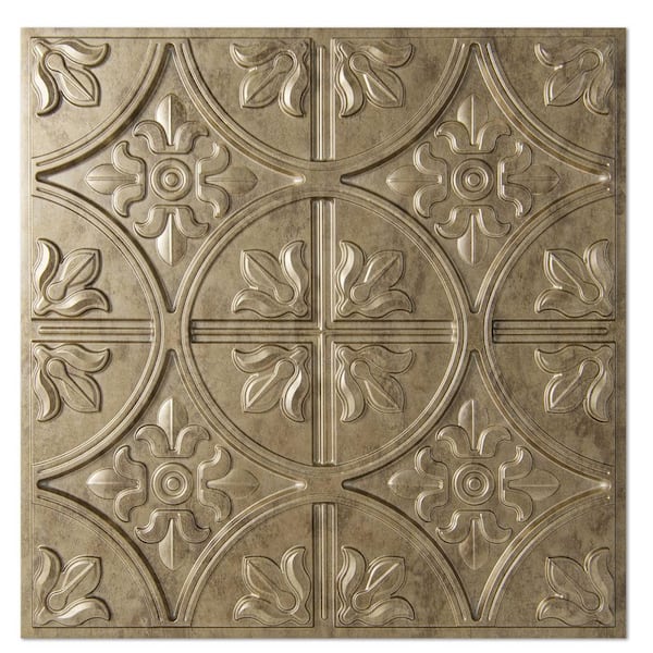 Art3dwallpanels Antique Gold 2 ft. x 2 ft. PVC Decorative Drop in/Lay in Ceiling Tile (48sq.ft./case)