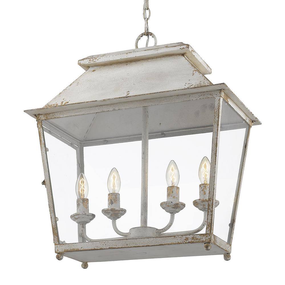 Antique Ivory Glass 4-Light Pendant Lantern