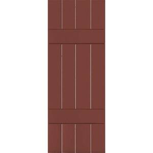 15 in. x 29 in. Exterior Real Wood Pine Board and Batten Shutters Pair Country Redwood