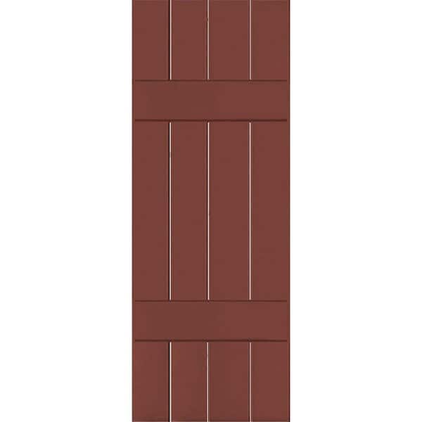 Ekena Millwork 15 in. x 32 in. Exterior Real Wood Pine Board and Batten Shutters Pair Country Redwood