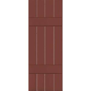 15 in. x 48 in. Exterior Real Wood Pine Board & Batten Shutters Pair Country Redwood