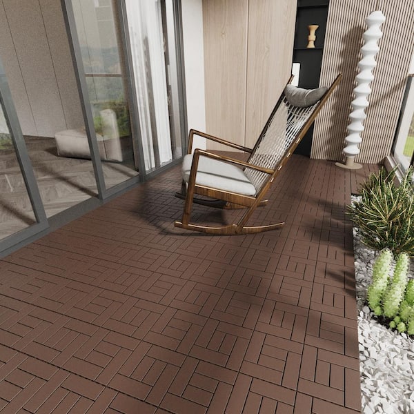 WRIGHTMASTER 1ft. x 1ft. Quick Deck Polypropylene Interlocking Deck Tile in Brown-5 (44 sq. ft. per Box)