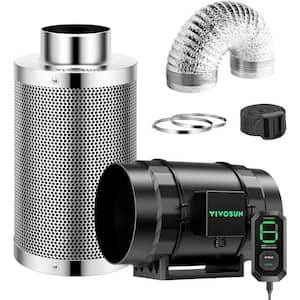 AeroZesh S8 8 in. Inline Duct Fan with E12 Speed Controller, Carbon Filter, 25 ft. Ducting Ventilation System