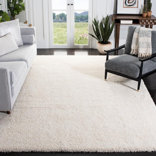 California Shag Ivory 9 ft. x 12 ft. Solid Area Rug