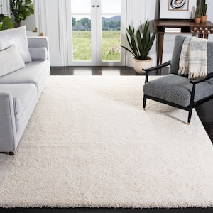 California Shag Ivory 9 ft. x 9 ft. Square Solid Area Rug
