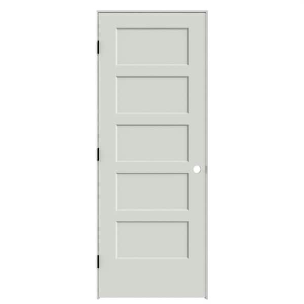 Masonite 32 in. x 80 in. 5-Panel Bayshore Right-Hand Solid Core Ultra Pure White Molded Composite Single Prehung Interior Door