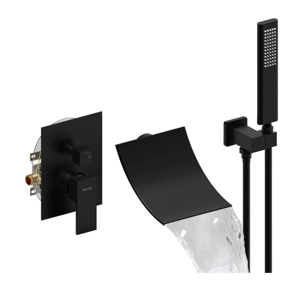 Single Handle 2Spray Tub and Shower Faucet with 2 GPM with Shower Head in Matte Black (Valve