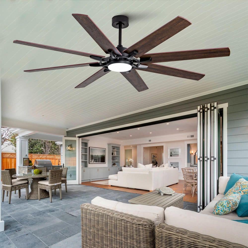 72 in. Indoor/Outdoor Black Downrod Mount Standard Ceiling Fan with Dual-Finish Blade, Dimmable LED and Remote Control price history on PriceWatchPro