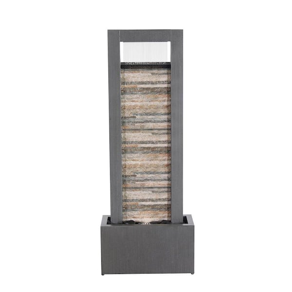 HI-LINE GIFT LTD Zen Garden Metal Waterfall Fountain with Stone