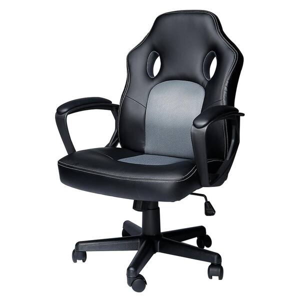 Pinksvdas Gray Faux Leather Gaming, Non Leather Computer Chairs