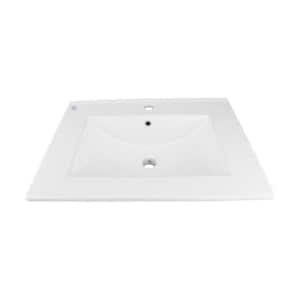 Luke 24 in. Square Drop-In Bathroom Sink in White with Overflow